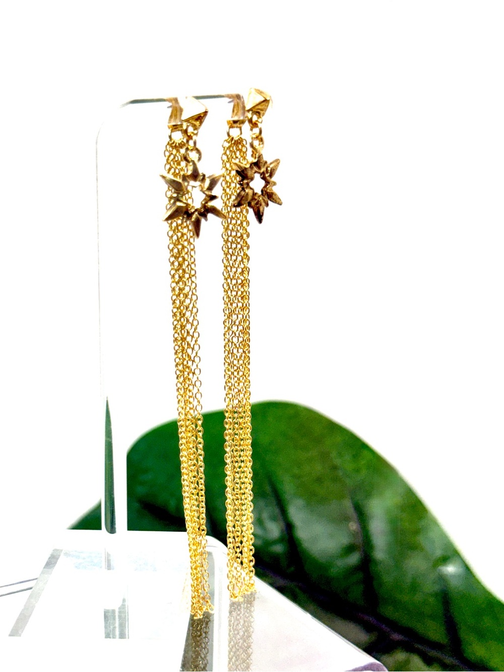 Ettika for Anthropologie Gold Celestial Starburst Long Tassel Earrings NWT